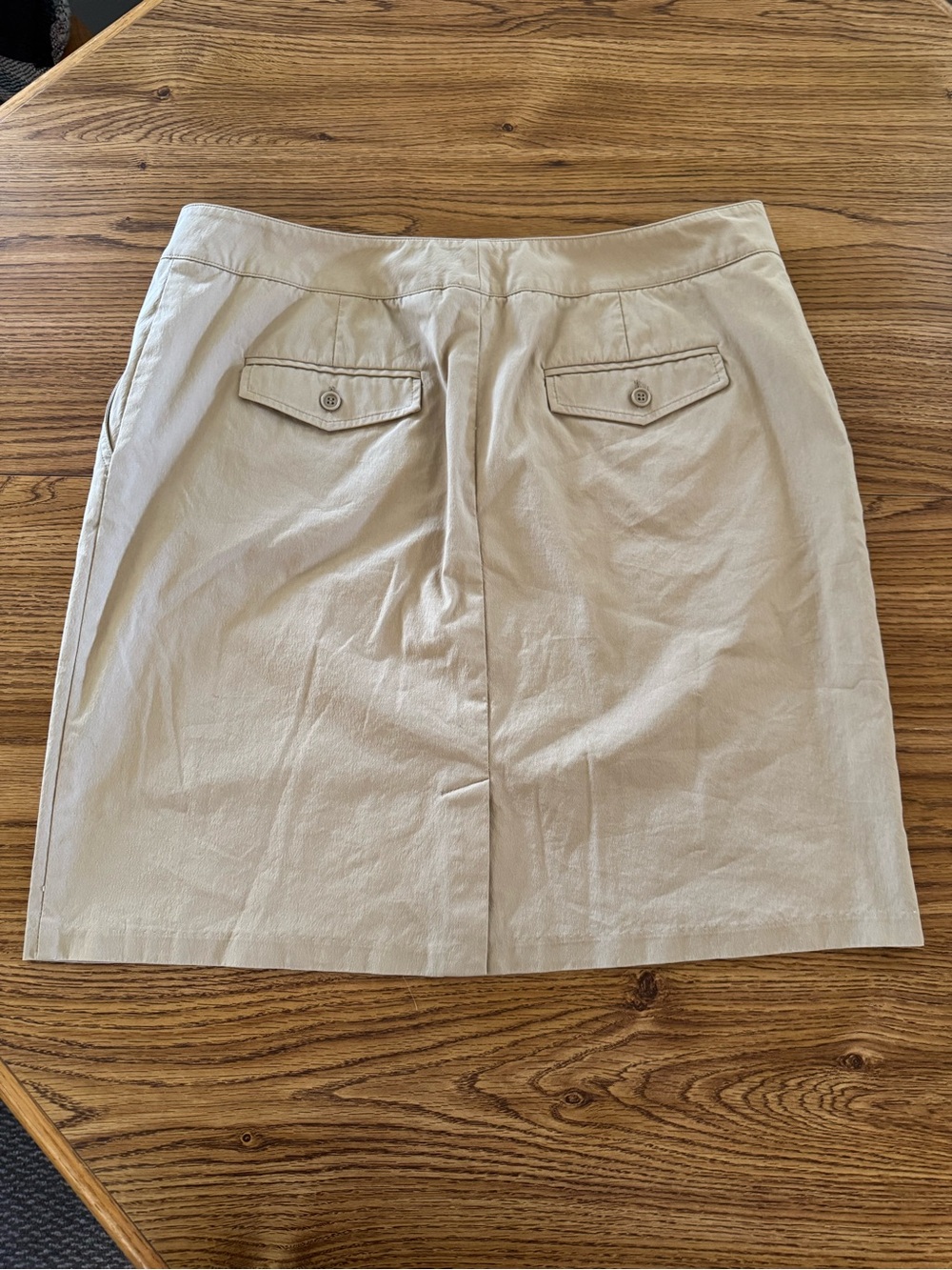 New York & Company Stretch MIDI Skirt Size 14 Beige Back Slit